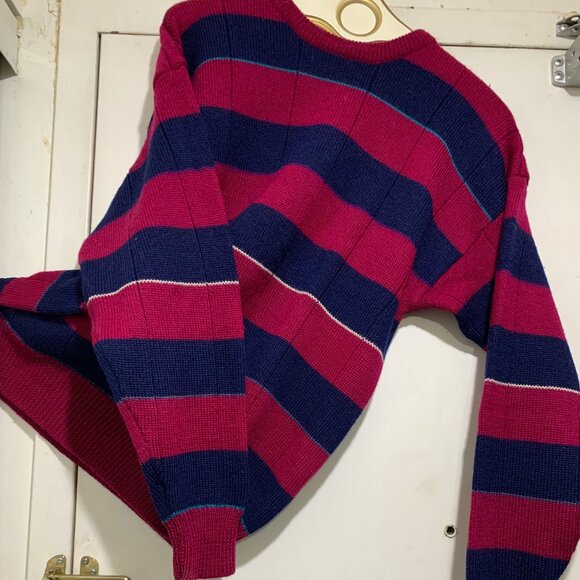 VINTAGE GANT CREWNECK WOOL STRIPED SWEATERS SIZE L - Picture 4 of 9